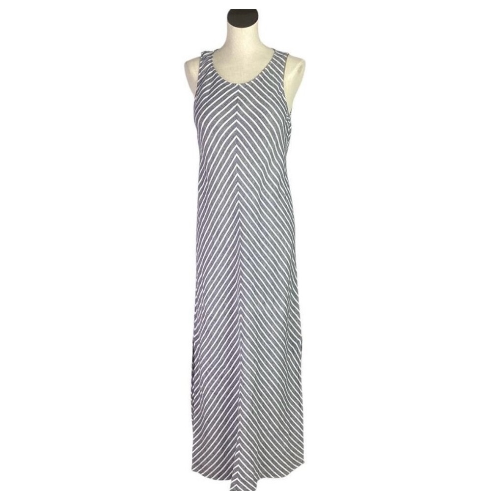 Artisan Ny Gray and White Striped Maxi Dress